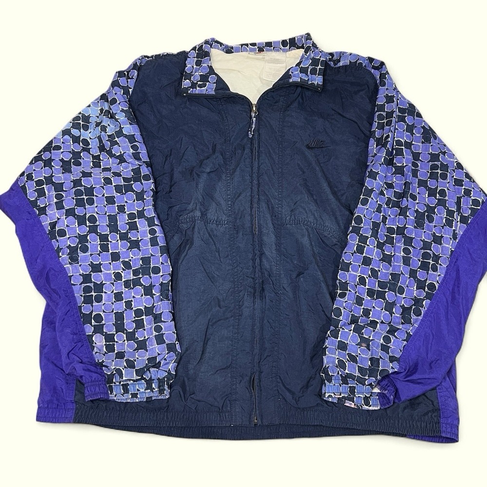 Nike 90s Retro Windbreaker Jacket Women's XL Retro Purple Blue Geometric Vintage